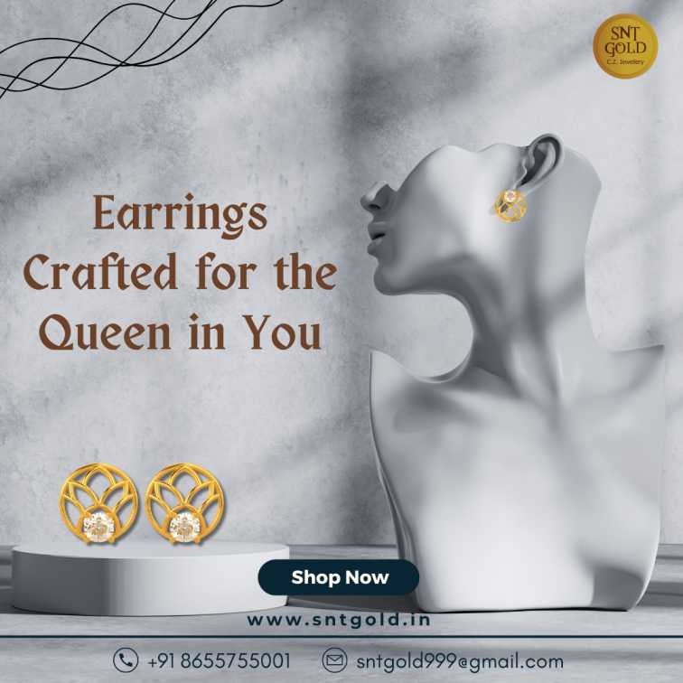 14 Karat Gold and Diamond Stud Earrings for Women in  listed under Lifestyle - Jewellery