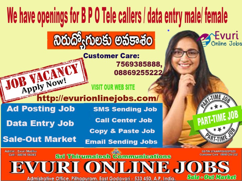 Fresher Part Time Home Based Online Data Entry Jobs in  listed under Jobs - Sales